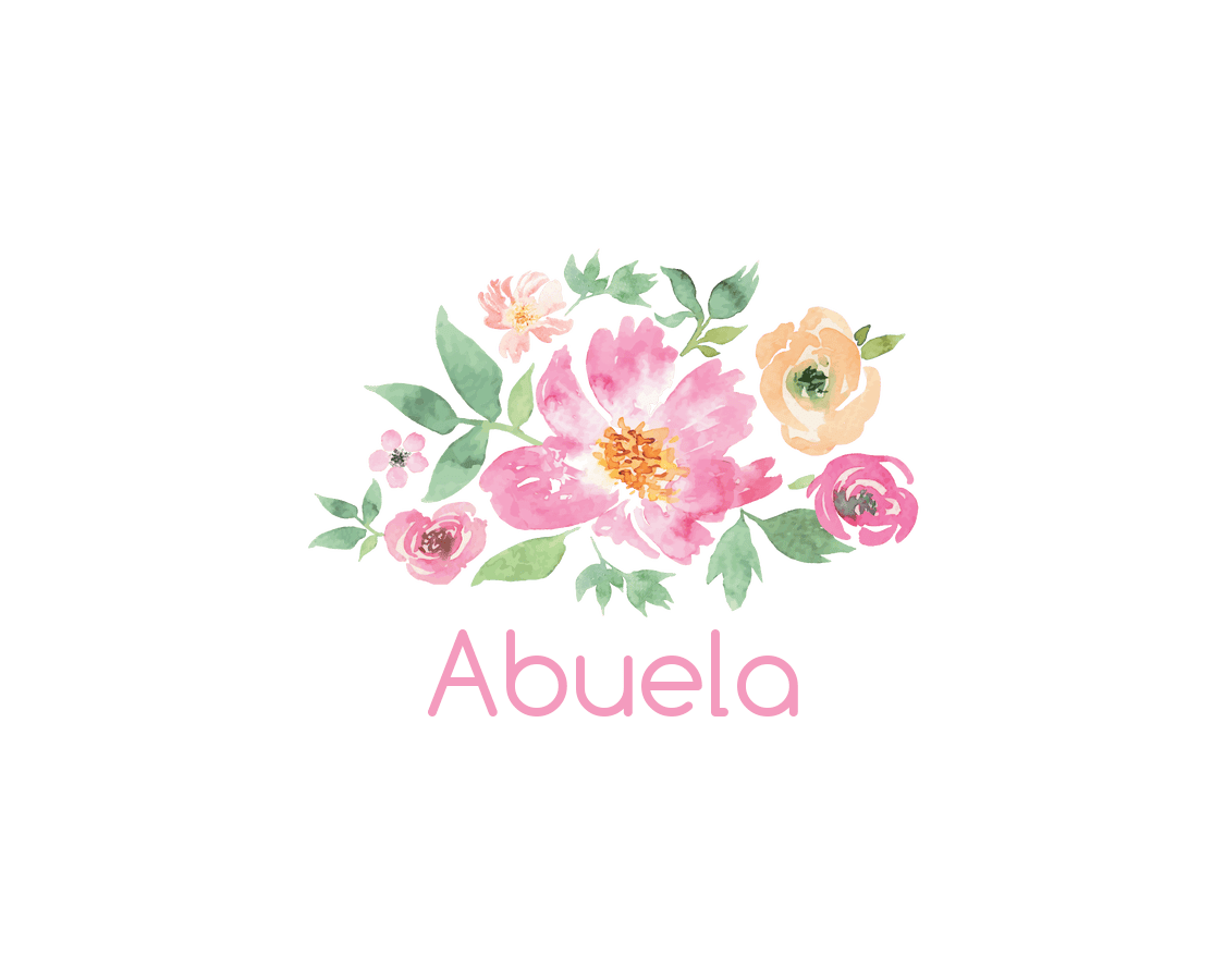Personalized Flowers Water Bottle (30 oz) - Abuela - Graphic View