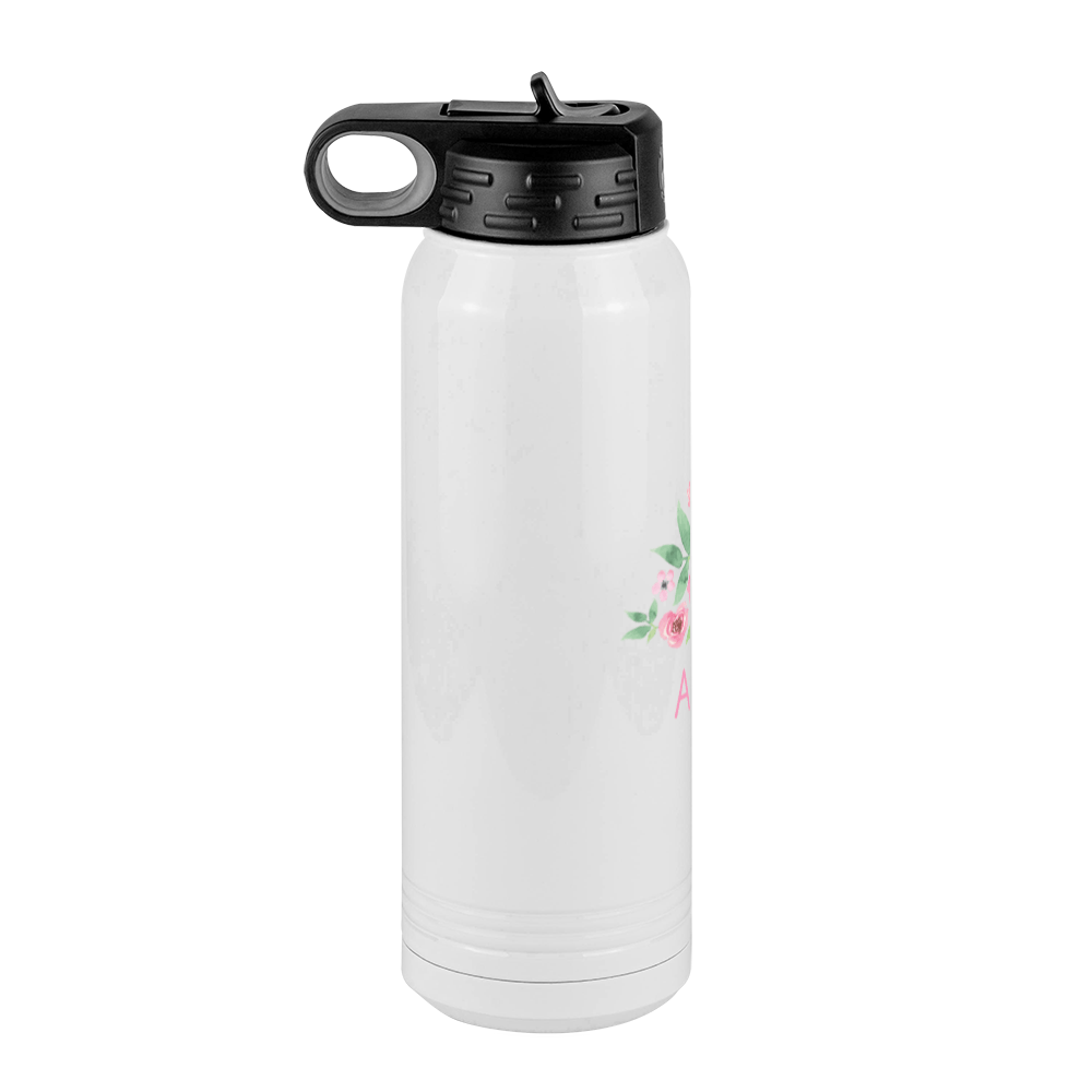 Personalized Flowers Water Bottle (30 oz) - Abuela - Left View
