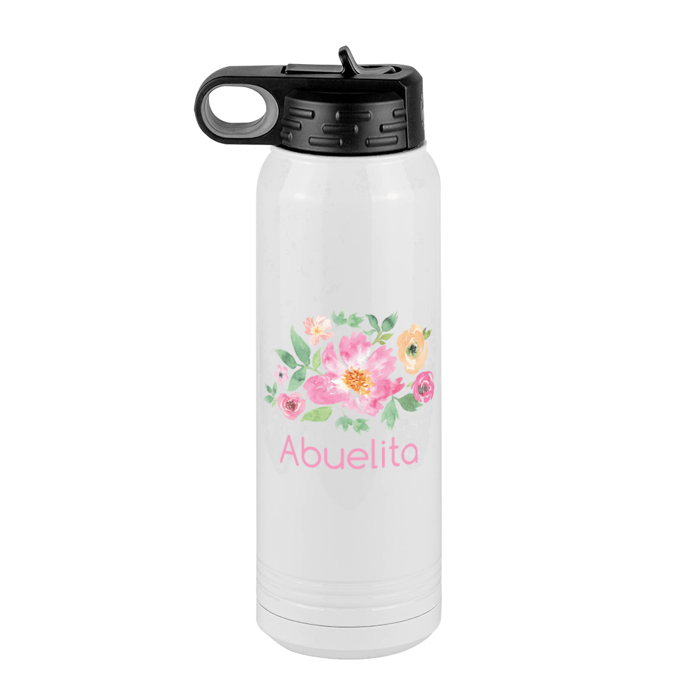 Personalized Flowers Water Bottle (30 oz) - Abuelita - Front View