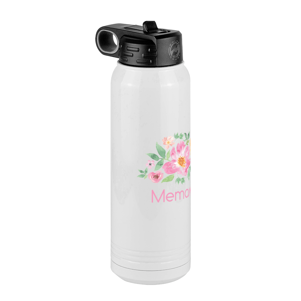 Personalized Flowers Water Bottle (30 oz) - Memaw - Front Left View