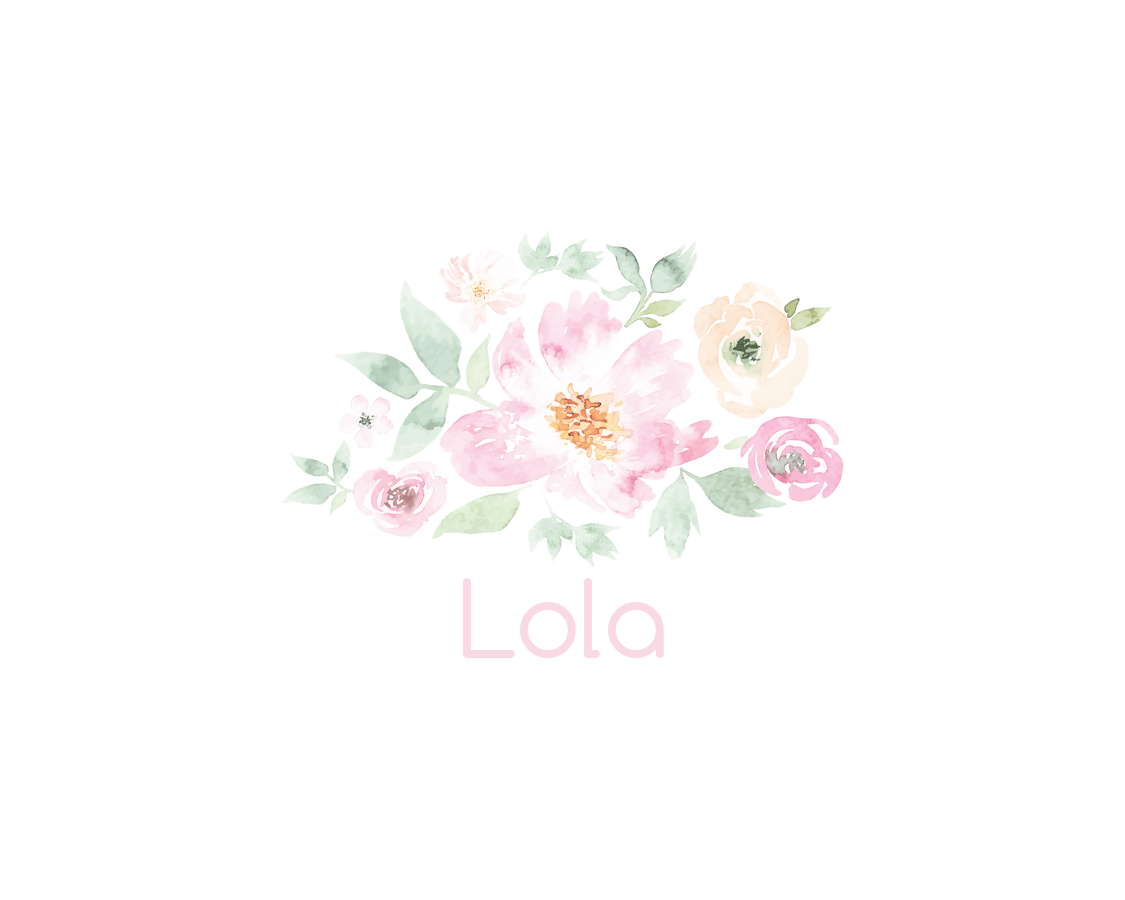 Personalized Flowers Water Bottle (30 oz) - Lola - Graphic View