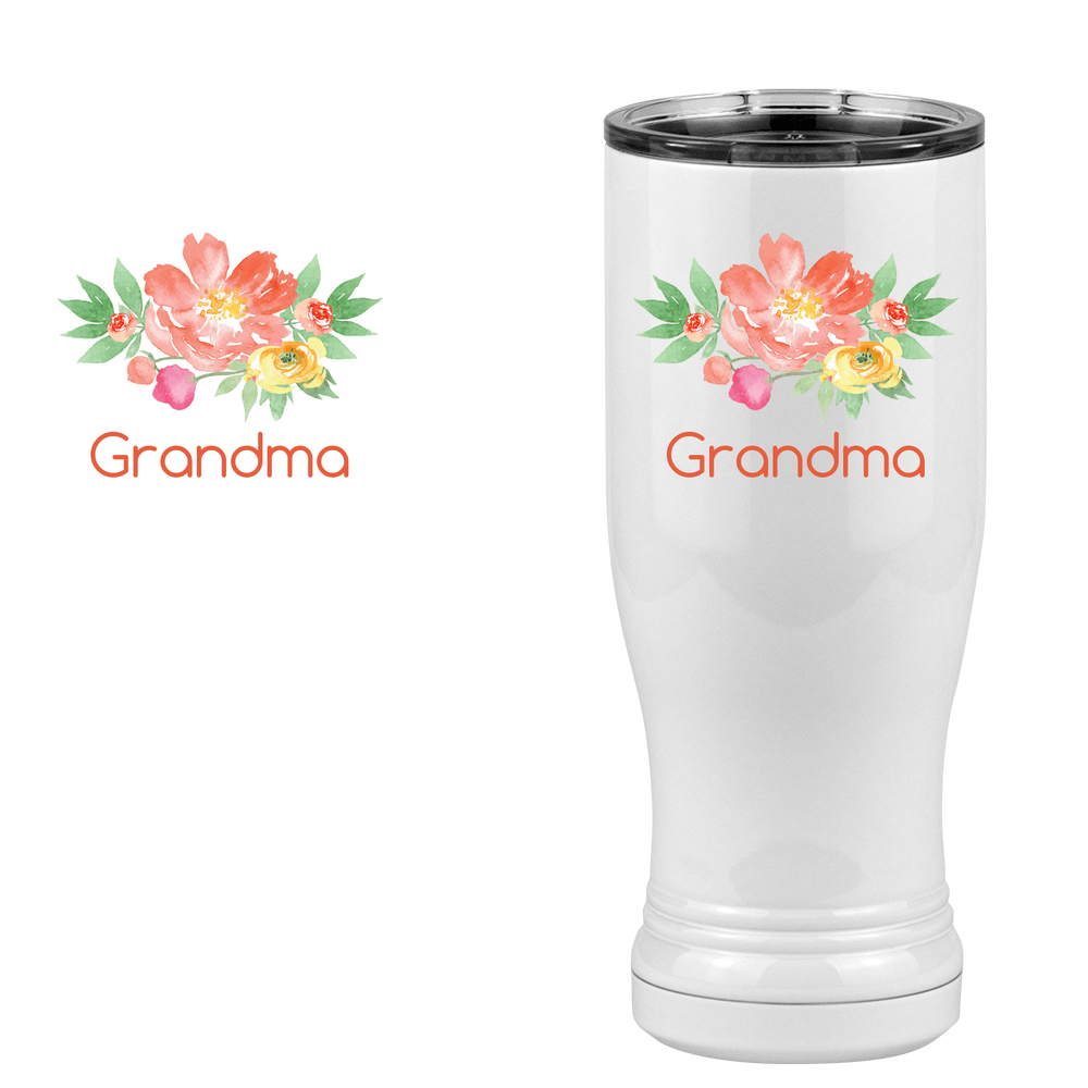 Personalized Flowers Pilsner Tumbler (14 oz) - Grandma - Design View