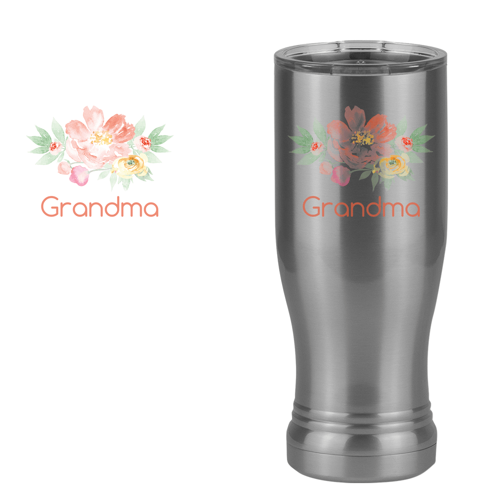 Personalized Flowers Pilsner Tumbler (14 oz) - Grandma - Design View