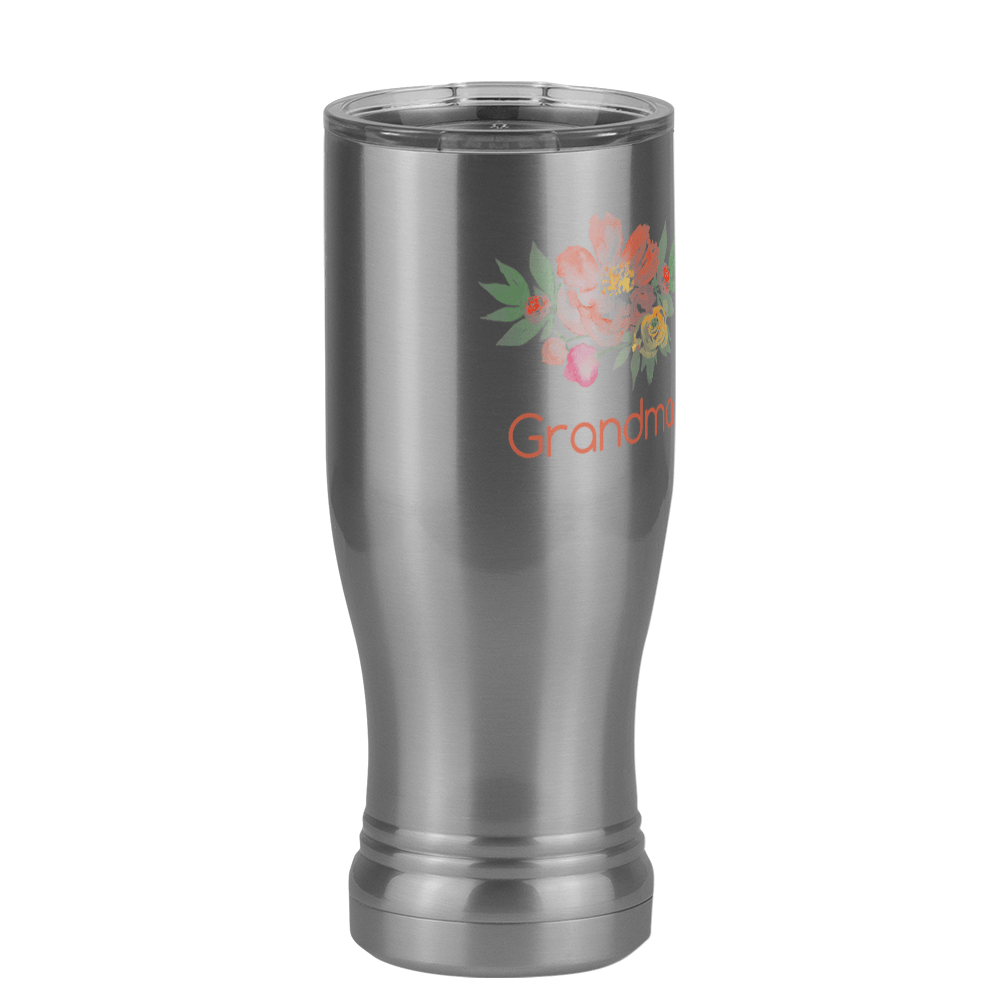 Personalized Flowers Pilsner Tumbler (14 oz) - Grandma - Front Right View