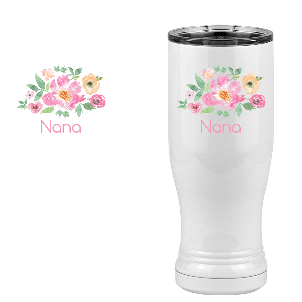 Personalized Flowers Pilsner Tumbler (14 oz) - Nana - Design View