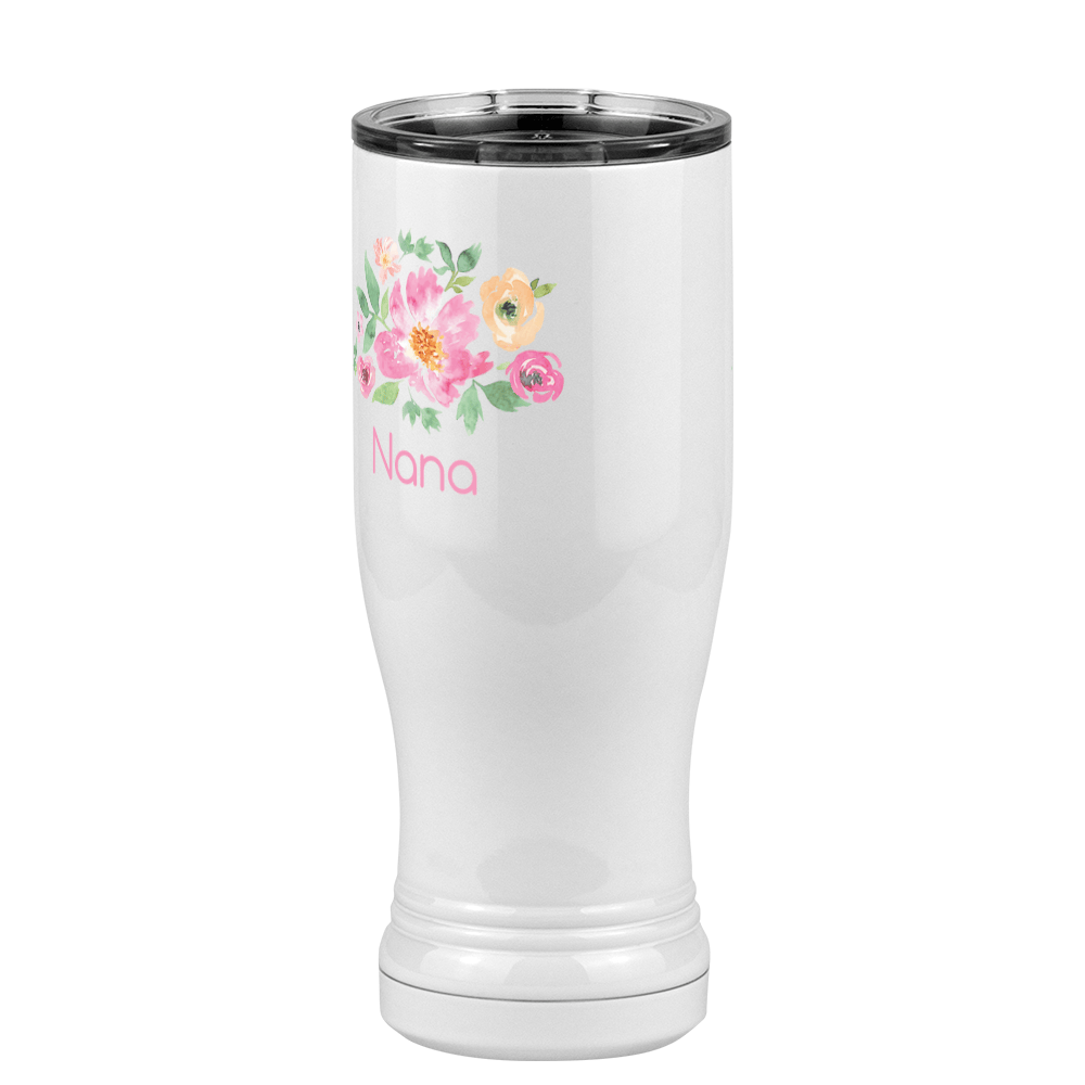 Personalized Flowers Pilsner Tumbler (14 oz) - Nana - Front Left View
