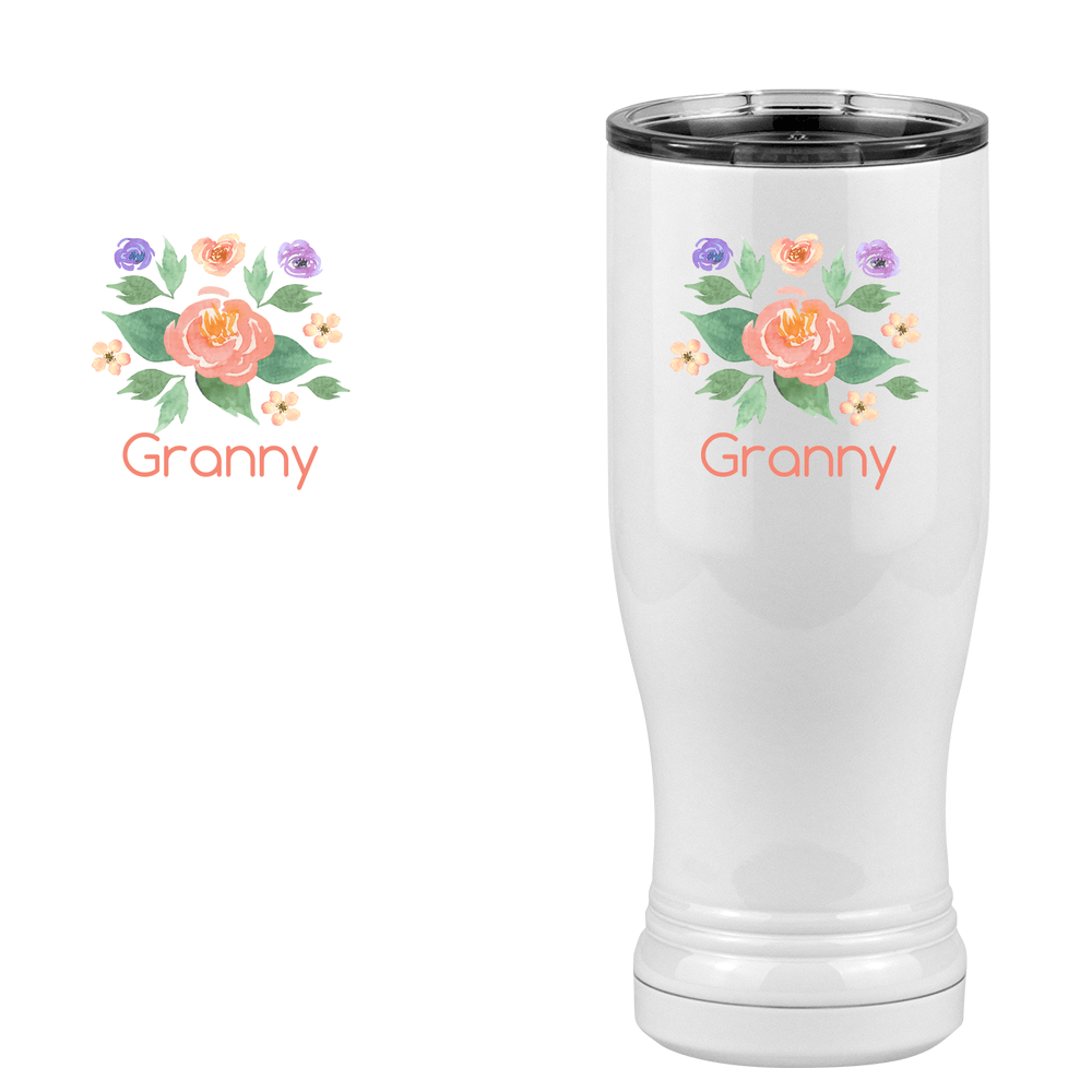 Personalized Flowers Pilsner Tumbler (14 oz) - Granny - Design View