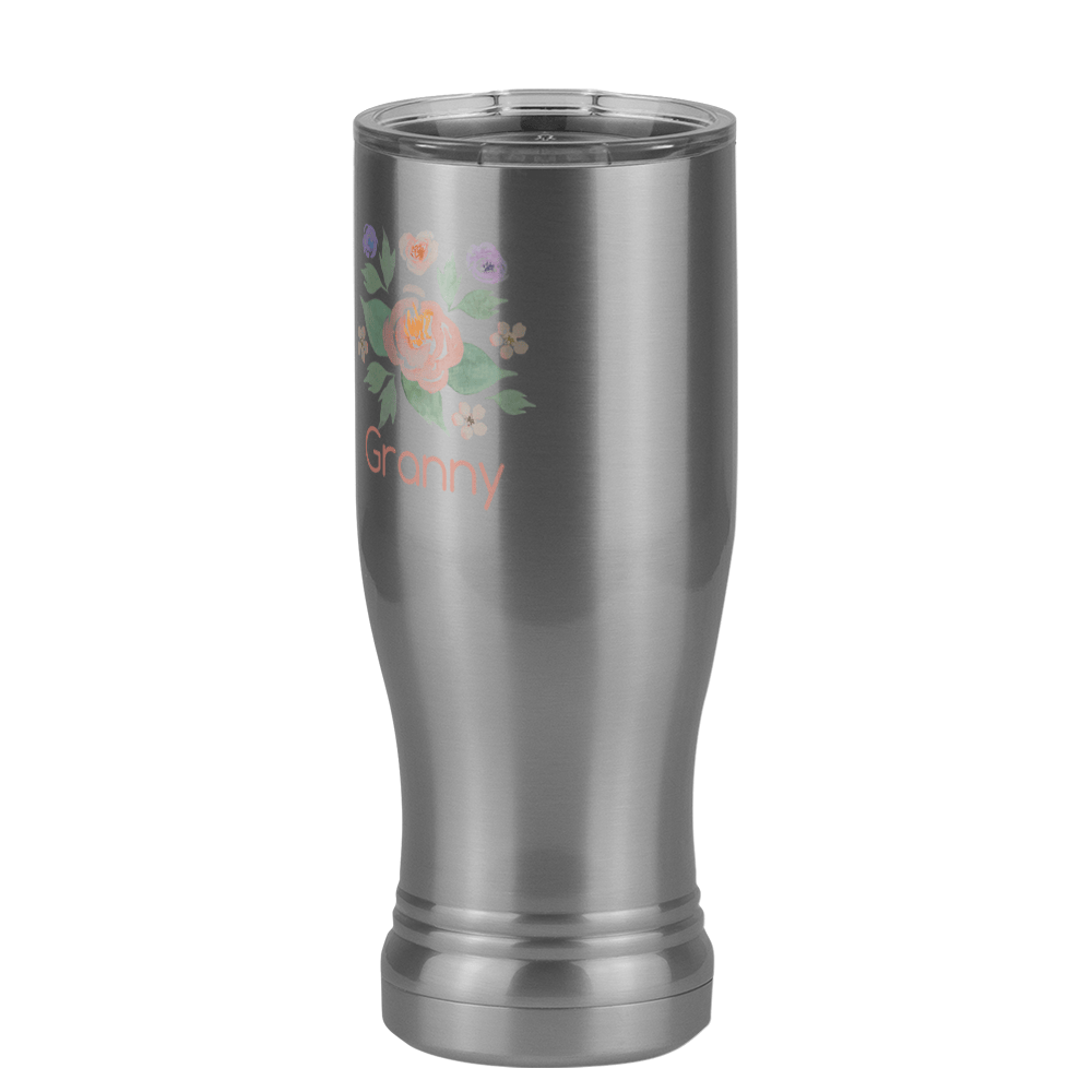 Personalized Flowers Pilsner Tumbler (14 oz) - Granny - Front Left View
