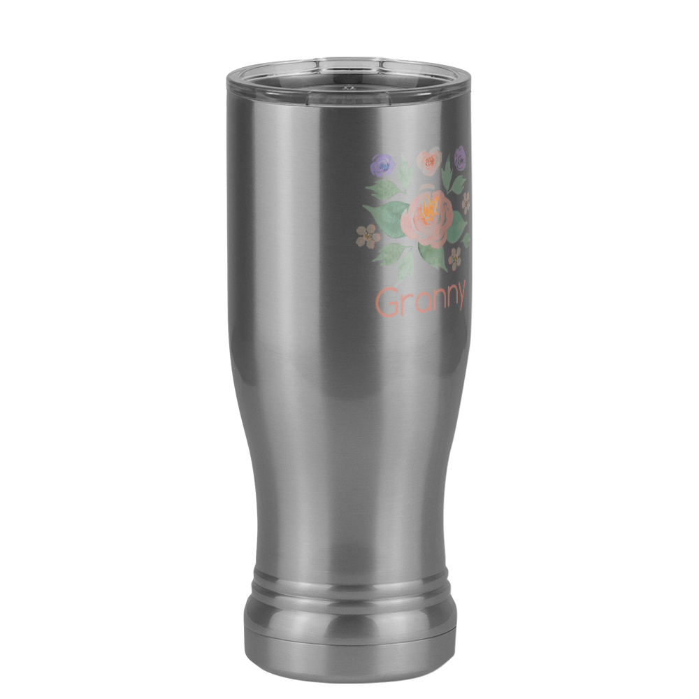 Personalized Flowers Pilsner Tumbler (14 oz) - Granny - Front Right View