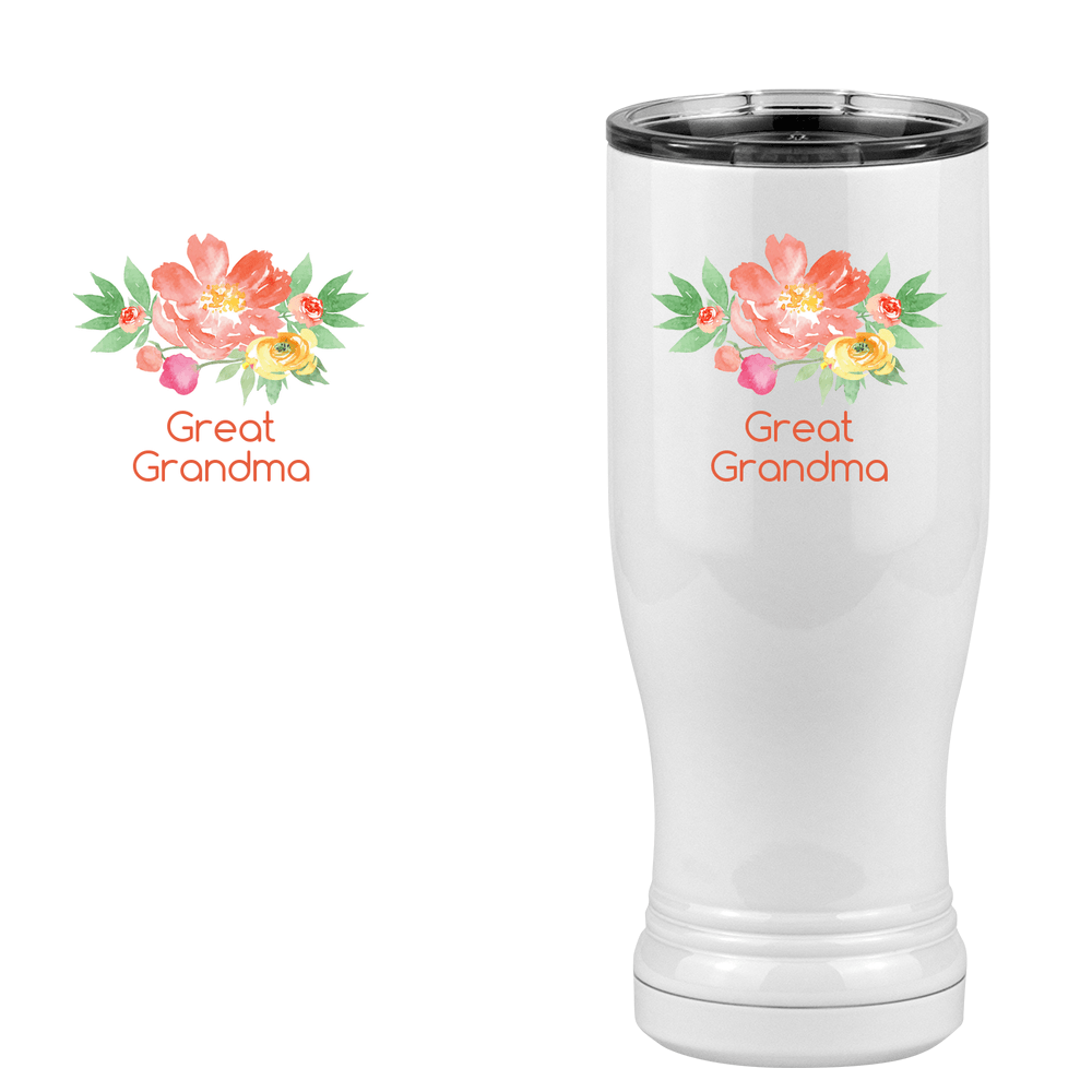 Personalized Flowers Pilsner Tumbler (14 oz) - Great Grandma - Design View
