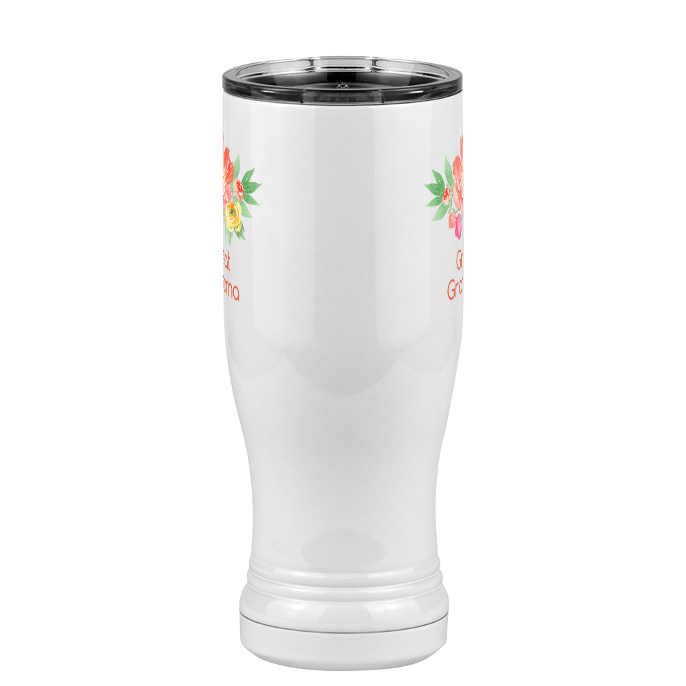 Personalized Flowers Pilsner Tumbler (14 oz) - Great Grandma - Front View