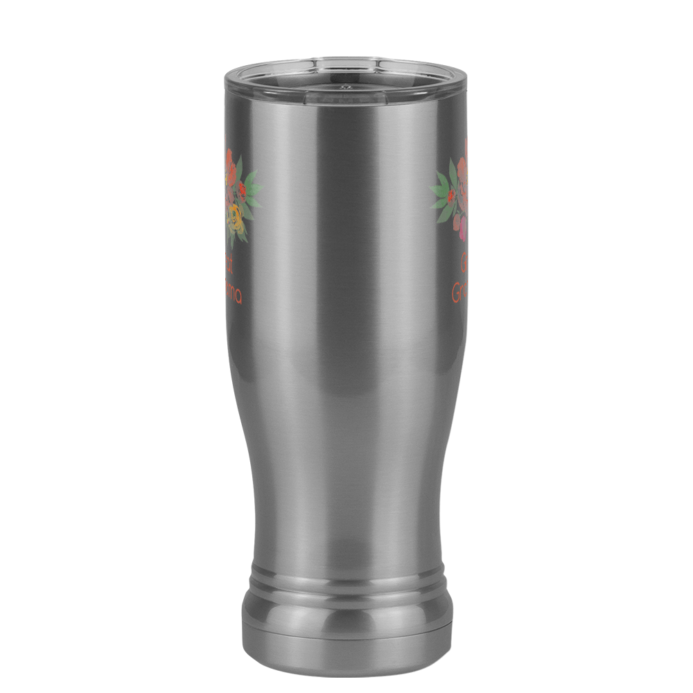 Personalized Flowers Pilsner Tumbler (14 oz) - Great Grandma - Front View