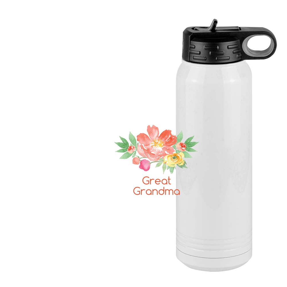Personalized Flowers Water Bottle (30 oz) - Great Grandma - Design View