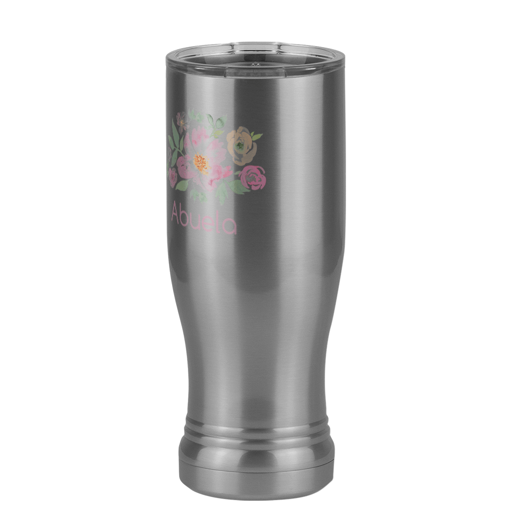 Personalized Flowers Pilsner Tumbler (14 oz) - Abuela - Front Left View