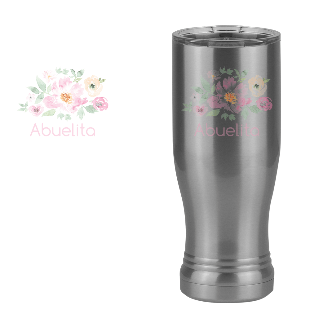 Personalized Flowers Pilsner Tumbler (14 oz) - Abuelita - Design View