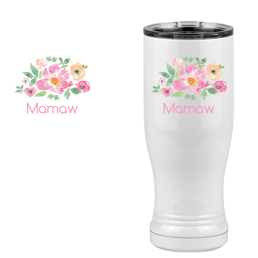 Personalized Flowers Pilsner Tumbler (14 oz) - Mamaw - Design View
