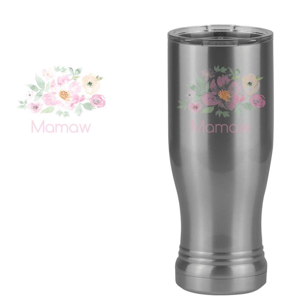 Personalized Flowers Pilsner Tumbler (14 oz) - Mamaw - Design View