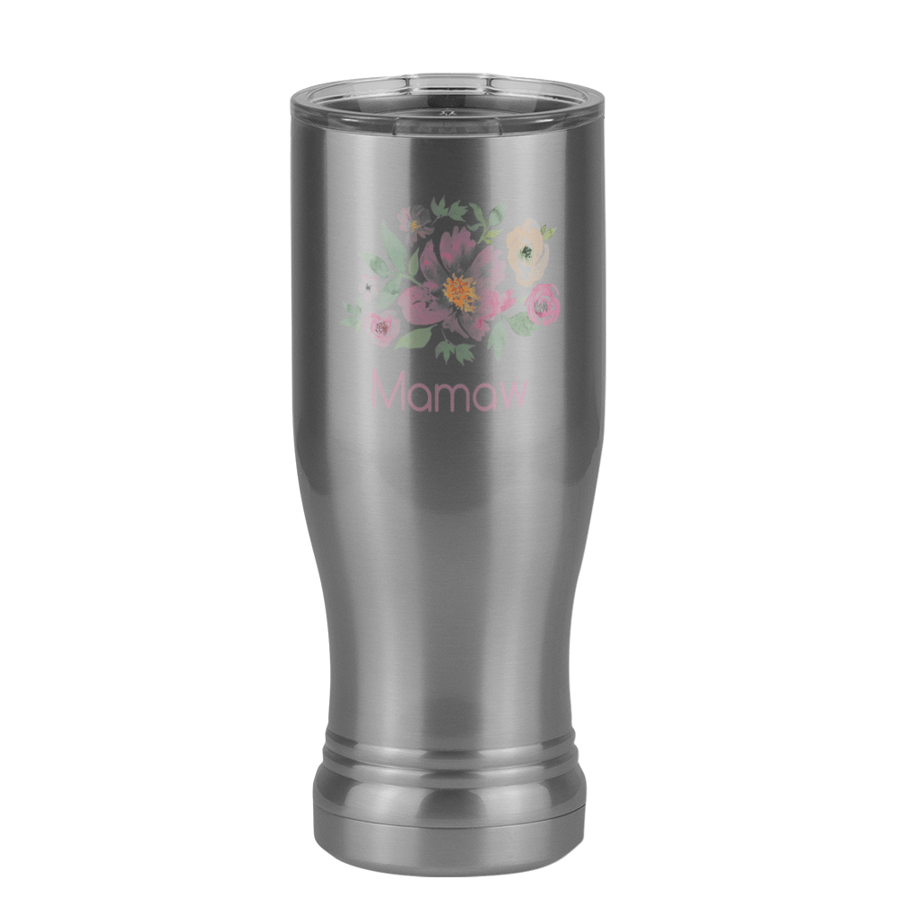 Personalized Flowers Pilsner Tumbler (14 oz) - Mamaw - Left View