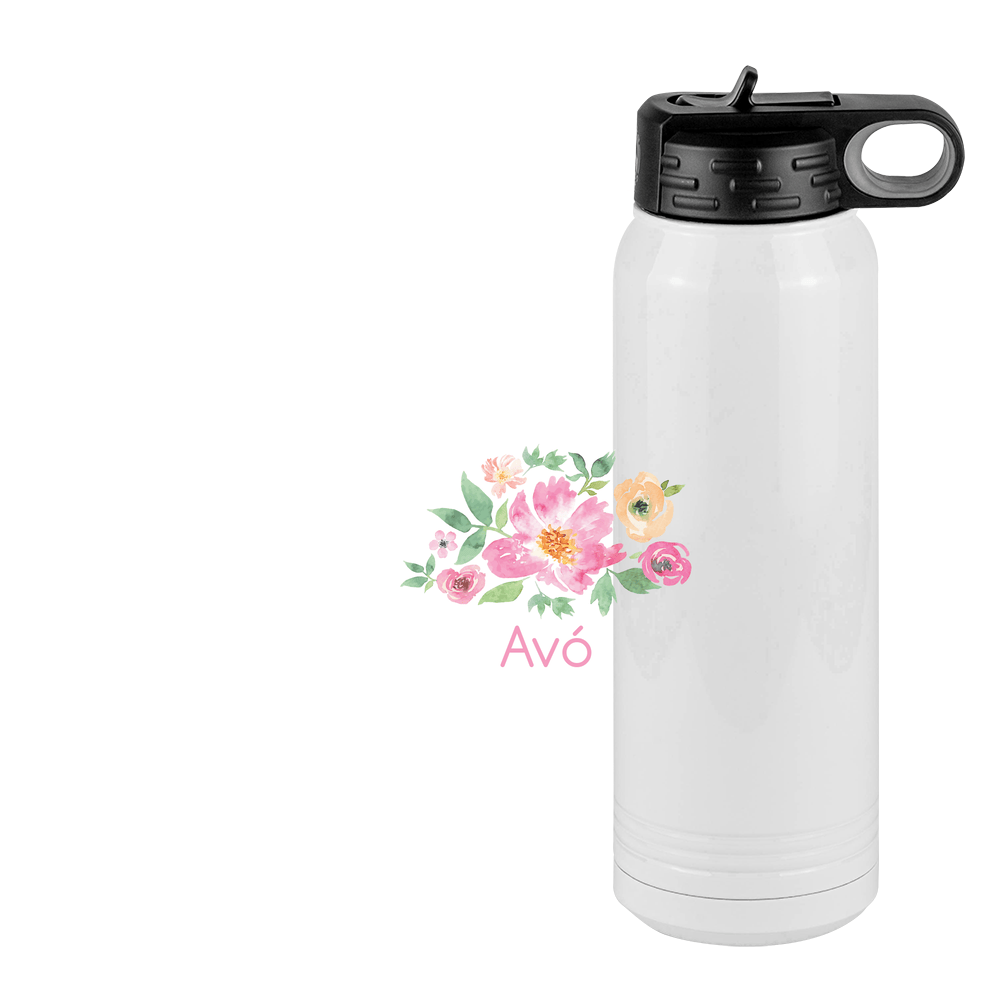 Personalized Flowers Water Bottle (30 oz) - Avó - Design View