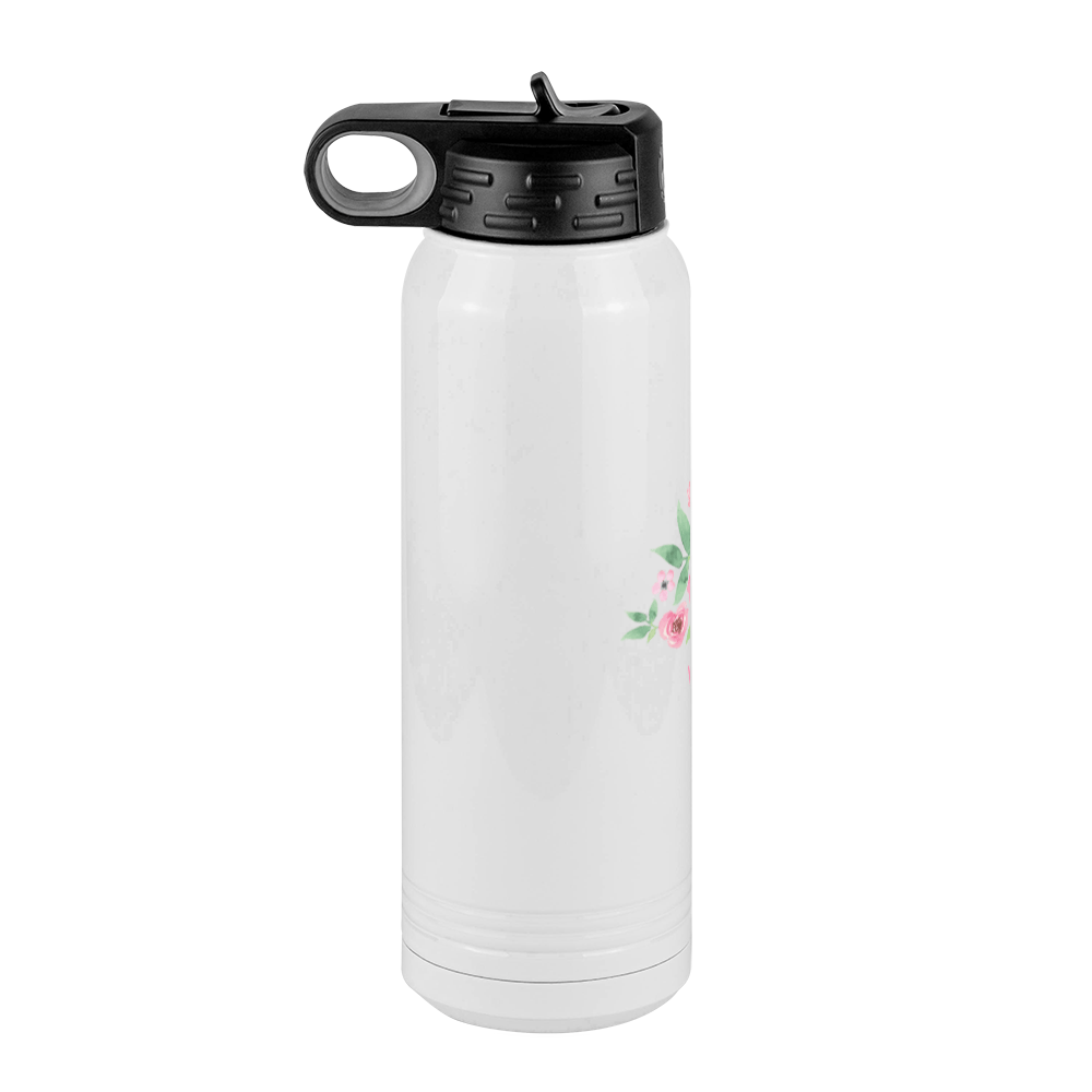 Personalized Flowers Water Bottle (30 oz) - Vovó - Left View