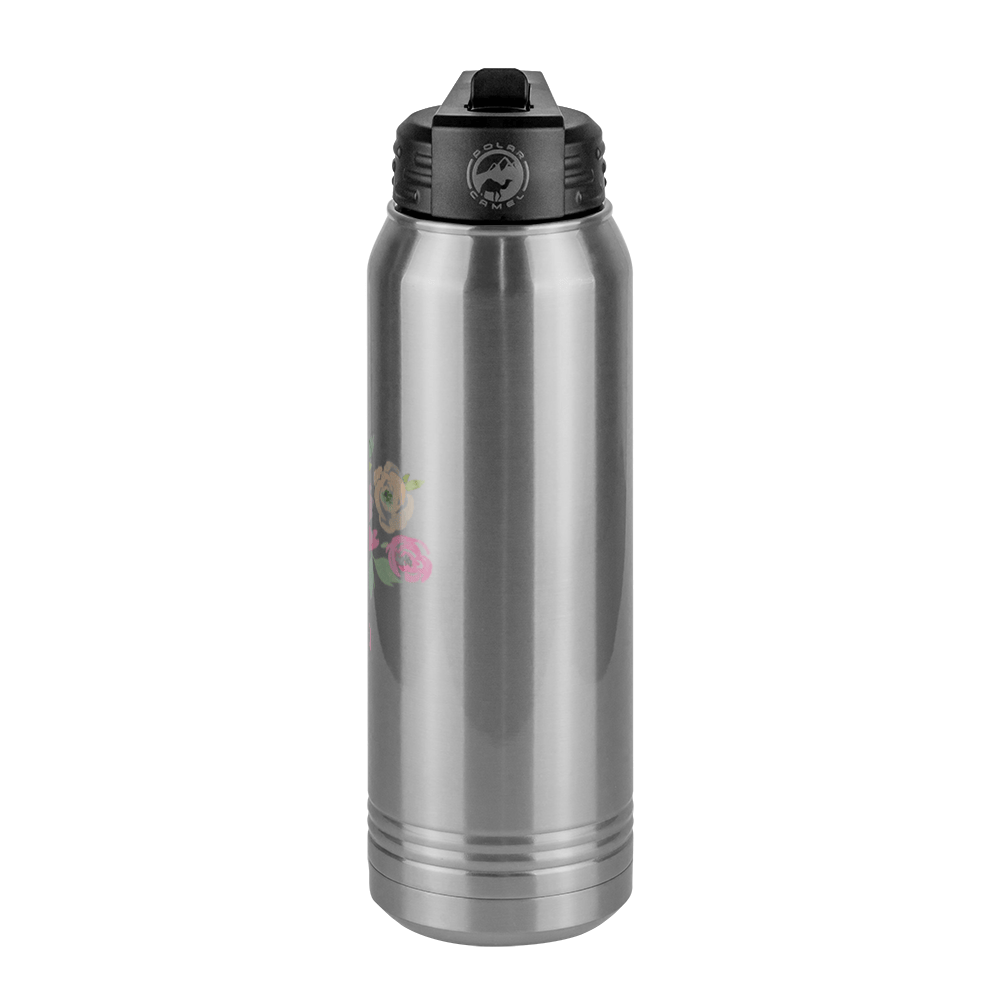 Personalized Flowers Water Bottle (30 oz) - Oma - Right View