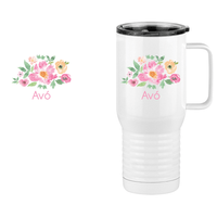 Thumbnail for Personalized Flowers Travel Coffee Mug Tumbler with Handle (20 oz) - Avó - Design View