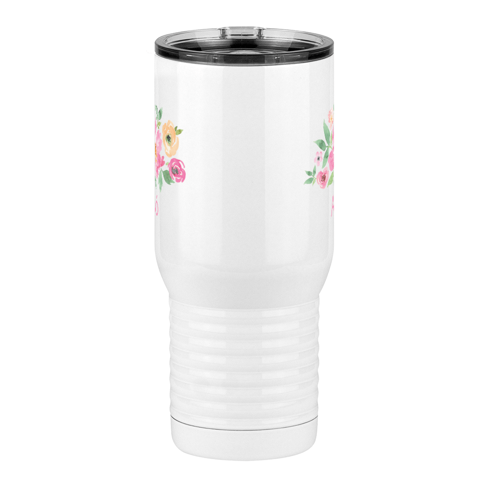 Personalized Flowers Travel Coffee Mug Tumbler with Handle (20 oz) - Avó - Front View