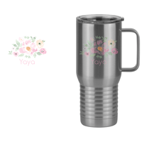 Thumbnail for Personalized Flowers Travel Coffee Mug Tumbler with Handle (20 oz) - Yaya - Design View