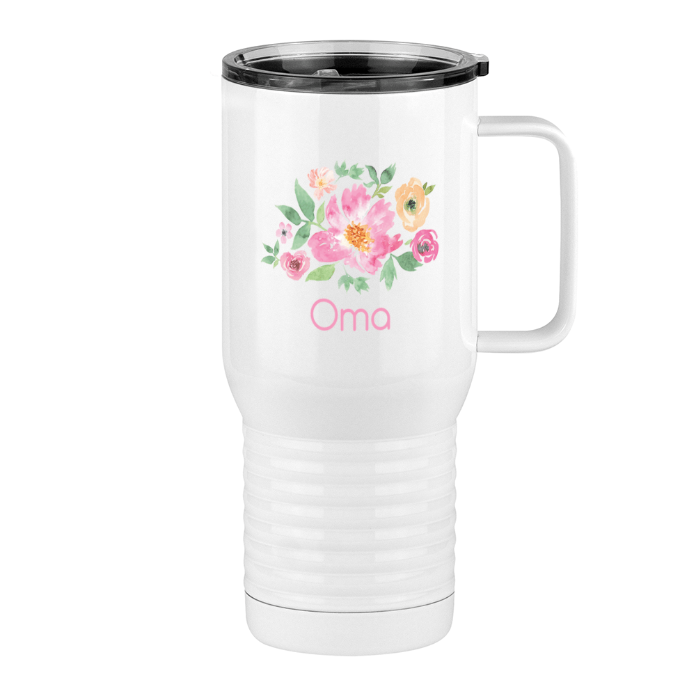 Personalized Flowers Travel Coffee Mug Tumbler with Handle (20 oz) - Oma - Right View