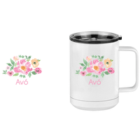 Thumbnail for Personalized Flowers Coffee Mug Tumbler with Handle (15 oz) - Avó - Design View