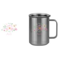 Thumbnail for Personalized Flowers Coffee Mug Tumbler with Handle (15 oz) - Avó - Design View
