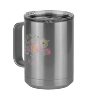 Thumbnail for Personalized Flowers Coffee Mug Tumbler with Handle (15 oz) - Avó - Front Left View