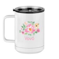 Thumbnail for Personalized Flowers Coffee Mug Tumbler with Handle (15 oz) - Vovó - Left View