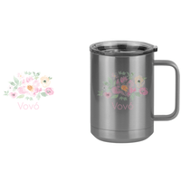 Thumbnail for Personalized Flowers Coffee Mug Tumbler with Handle (15 oz) - Vovó - Design View