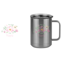 Thumbnail for Personalized Flowers Coffee Mug Tumbler with Handle (15 oz) - Yaya - Design View