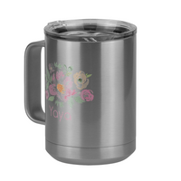 Thumbnail for Personalized Flowers Coffee Mug Tumbler with Handle (15 oz) - Yaya - Front Left View