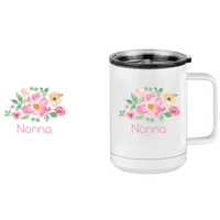 Thumbnail for Personalized Flowers Coffee Mug Tumbler with Handle (15 oz) - Nonna - Design View