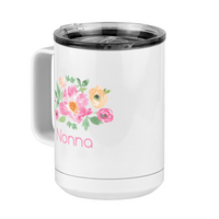 Thumbnail for Personalized Flowers Coffee Mug Tumbler with Handle (15 oz) - Nonna - Front Left View