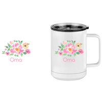 Thumbnail for Personalized Flowers Coffee Mug Tumbler with Handle (15 oz) - Oma - Design View
