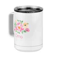 Thumbnail for Personalized Flowers Coffee Mug Tumbler with Handle (15 oz) - Oma - Front Left View