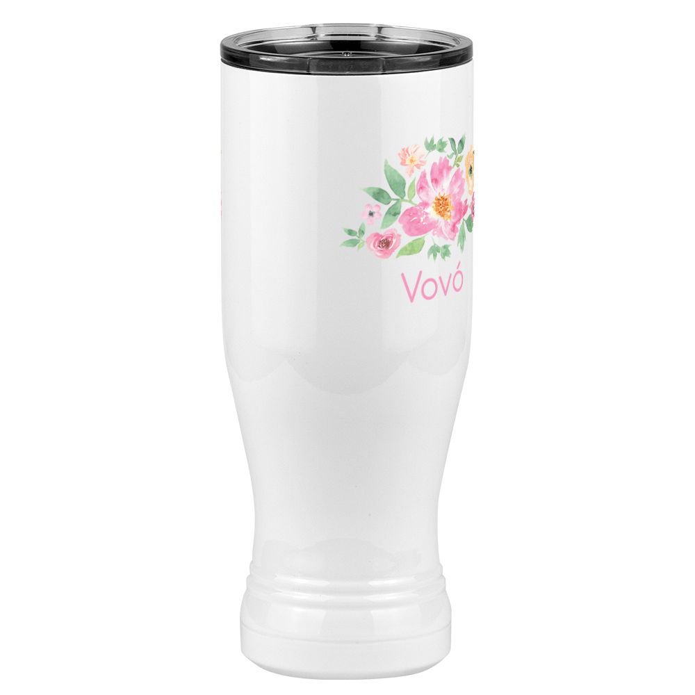 Personalized Flowers Pilsner Tumbler (20 oz) - Vovó - Front Right View