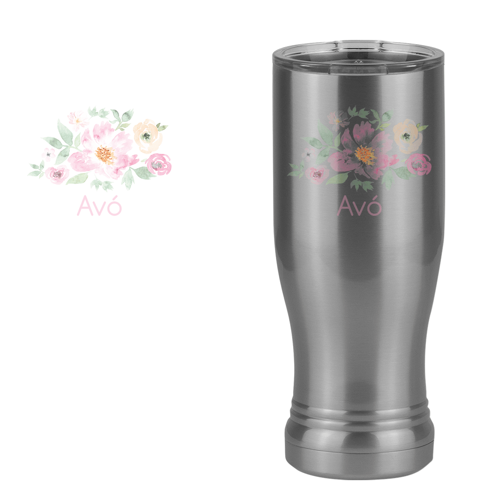Personalized Flowers Pilsner Tumbler (14 oz) - Avó - Design View