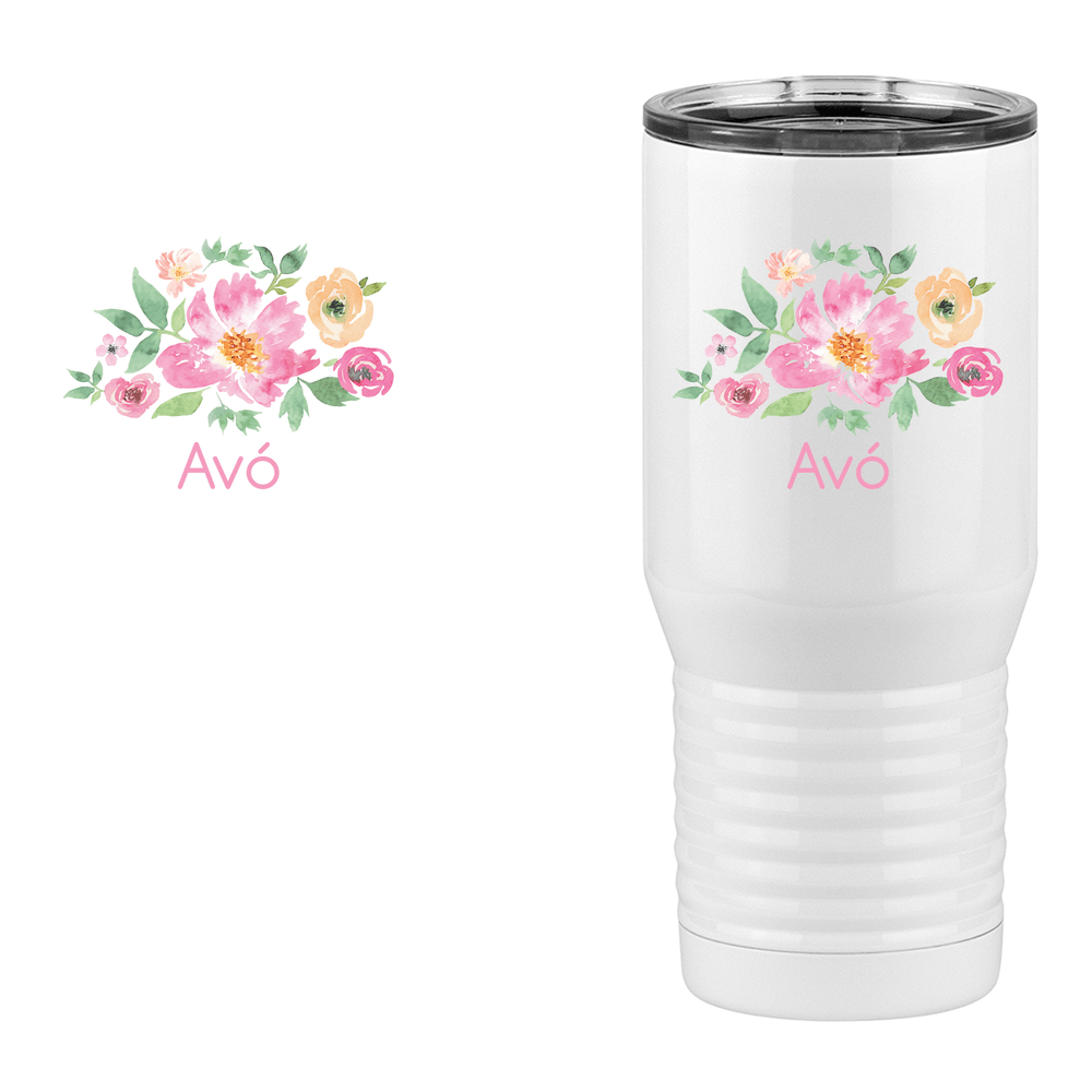 Personalized Flowers Tall Travel Tumbler (20 oz) - Avó - Design View