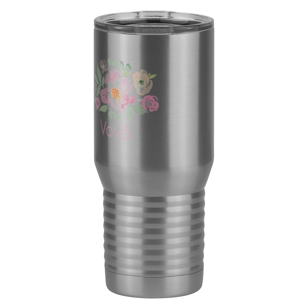 Personalized Flowers Tall Travel Tumbler (20 oz) - Vovó - Front Left View