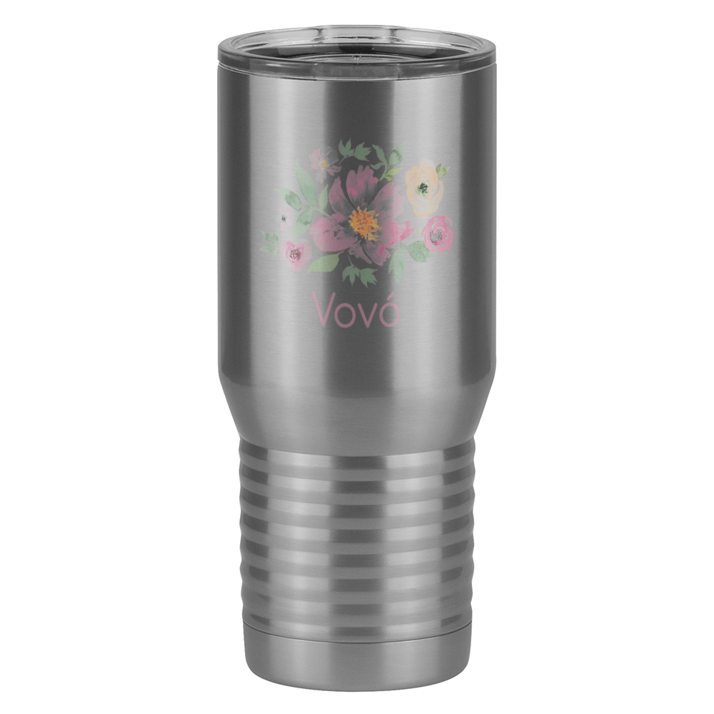 Personalized Flowers Tall Travel Tumbler (20 oz) - Vovó - Left View