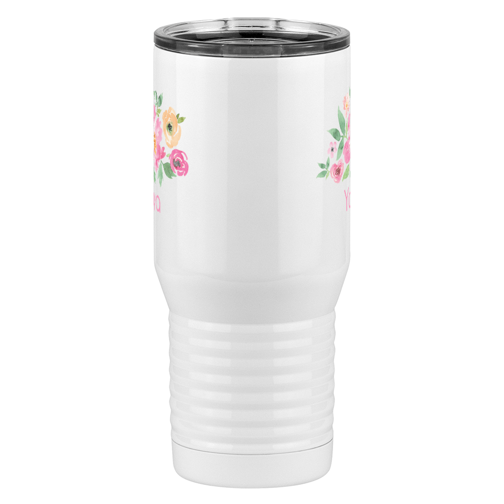 Personalized Flowers Tall Travel Tumbler (20 oz) - Yaya - Front View