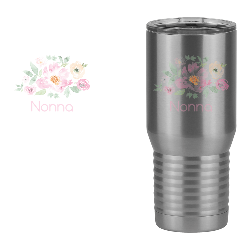Personalized Flowers Tall Travel Tumbler (20 oz) - Nonna - Design View