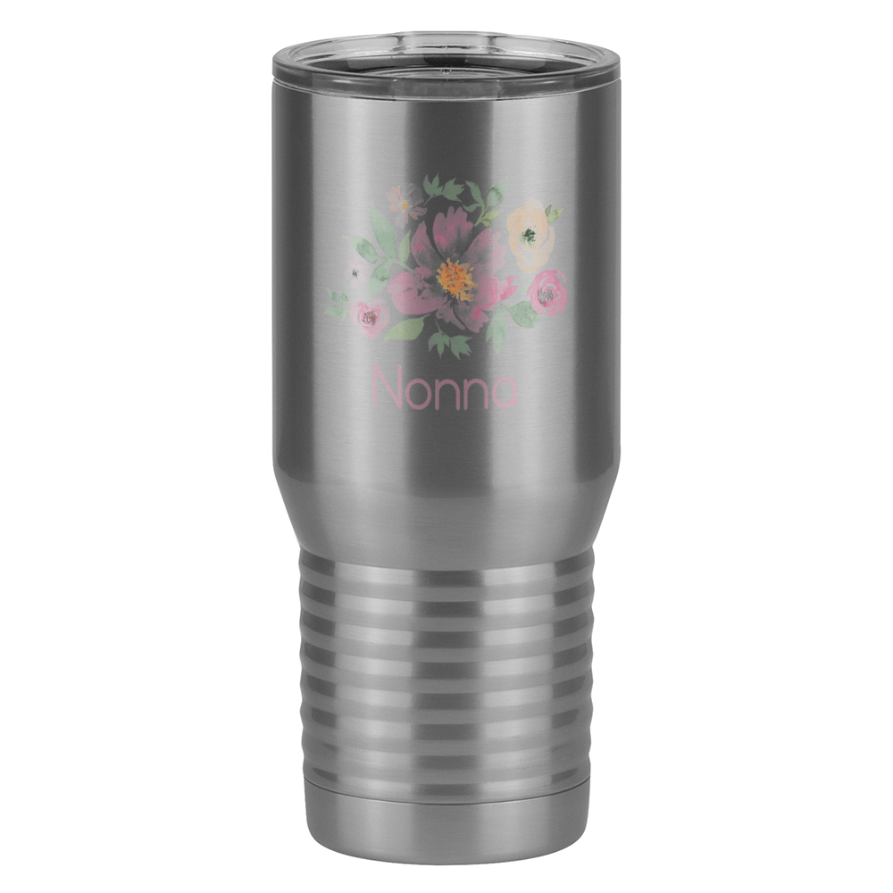 Personalized Flowers Tall Travel Tumbler (20 oz) - Nonna - Left View
