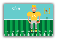 Thumbnail for Personalized Football Canvas Wrap & Photo Print I - Teal Background - Blond Boy - Front View