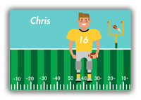 Thumbnail for Personalized Football Canvas Wrap & Photo Print I - Teal Background - Brown Hair Boy - Front View